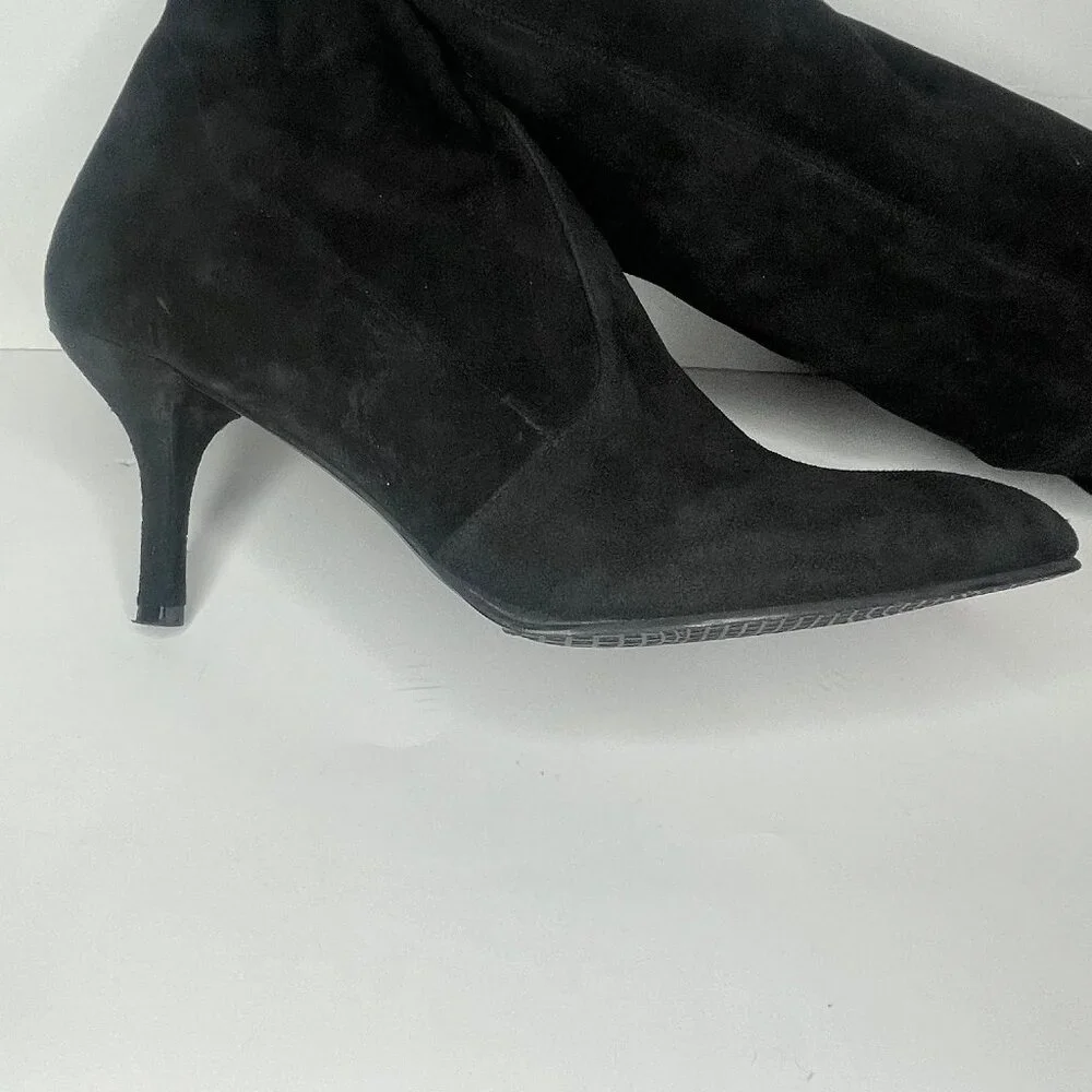 Stuart Weitzman Dark Academia Tiemodel Black Suede Over The Knee Boots 9.5